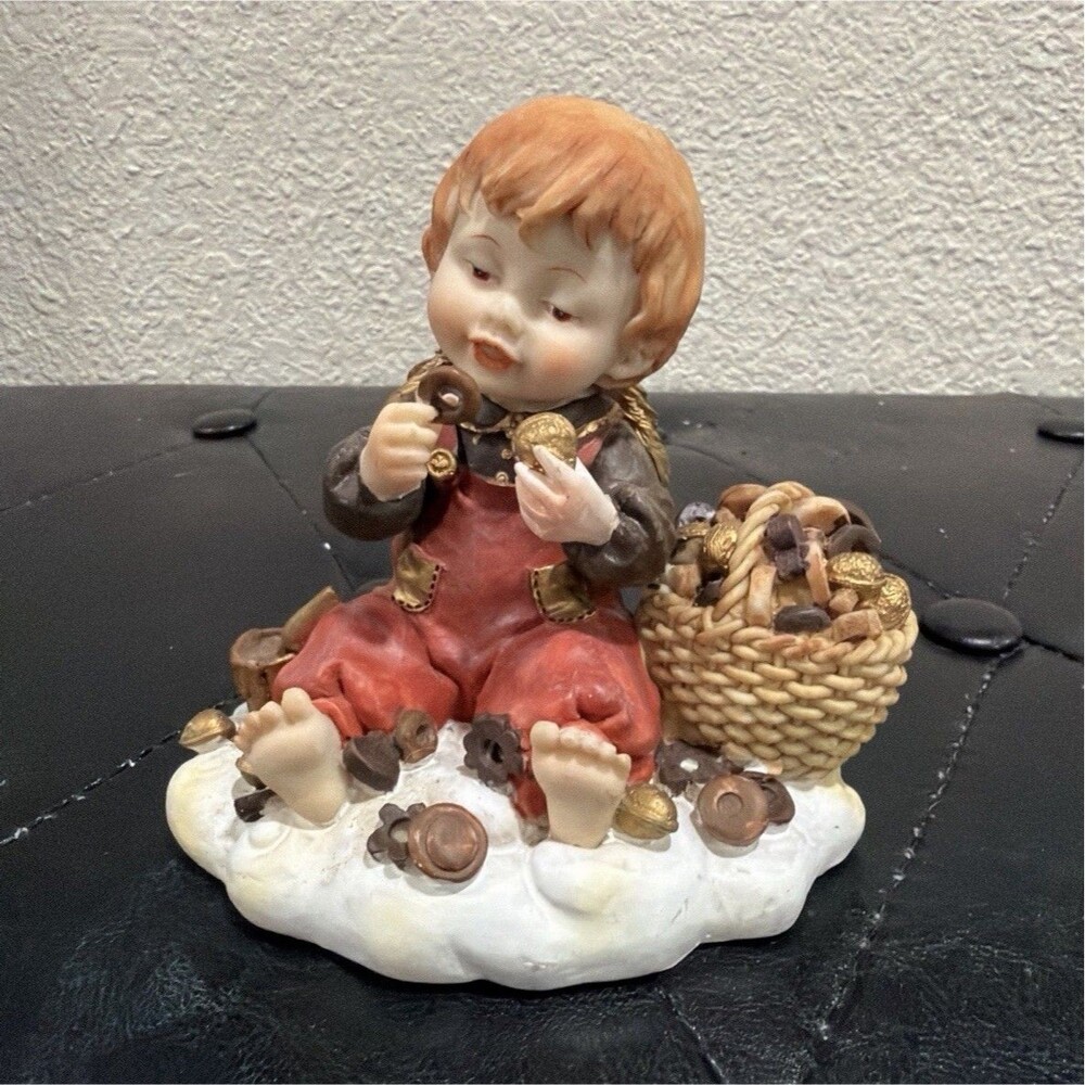 Angel Christmas Figurines Set of 2 Hand Painted Ceramic Holiday Decor